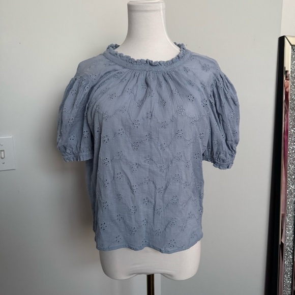 Free people letters to Juliet baby blue eyelet top XS - Picture 6 of 8